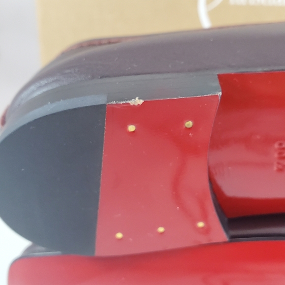 NWT$1095 Louboutin MJ Moc Brown Leather Chain Red Sole Flat Loafers Sz 36.5, 6.5 - Picture 13 of 16